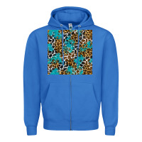 True Royal turquoise glitter cowhide leopard seamless pattern Zipper Hoodie - BundleAndBundleShop