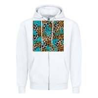 White turquoise glitter cowhide leopard seamless pattern Zipper Hoodie - BundleAndBundleShop