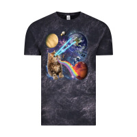 Cloud Black Fluffy Kitten Shoot Laser Rainbow Space Galaxy, Cat Gifts Vintage Tee - SnappyArt