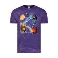 Cloud Purple Fluffy Kitten Shoot Laser Rainbow Space Galaxy, Cat Gifts Vintage Tee - SnappyArt
