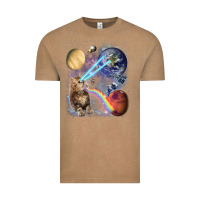 Vintage Coffee Fluffy Kitten Shoot Laser Rainbow Space Galaxy, Cat Gifts Vintage Tee - SnappyArt