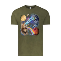Fluffy Kitten Shoot Laser Rainbow Space Galaxy, Cat Gifts Vintage Tee | Teevron