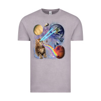 Vintage Zinc Fluffy Kitten Shoot Laser Rainbow Space Galaxy, Cat Gifts Vintage Tee - SnappyArt