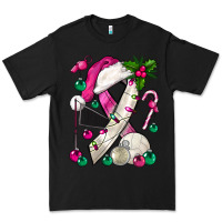 Black Pink Christmas Breast Cancer Ribbon Volleyball Premium Tee - BundleAndBundleShop