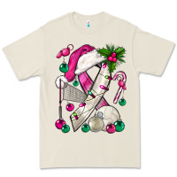 Bone Pink Christmas Breast Cancer Ribbon Volleyball Premium Tee - BundleAndBundleShop