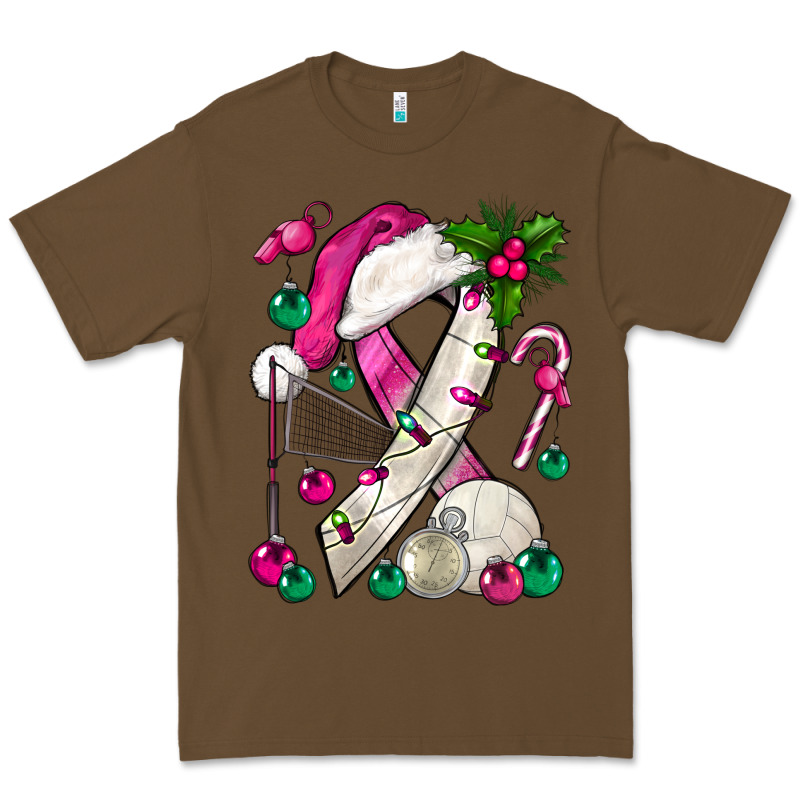 Pink Christmas Breast Cancer Ribbon Volleyball Premium Tee by BundleAndBundleShop | Teevron