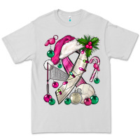 Dove Grey Pink Christmas Breast Cancer Ribbon Volleyball Premium Tee - BundleAndBundleShop