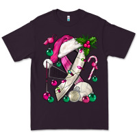 Plum Pink Christmas Breast Cancer Ribbon Volleyball Premium Tee - BundleAndBundleShop