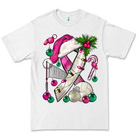 White Pink Christmas Breast Cancer Ribbon Volleyball Premium Tee - BundleAndBundleShop