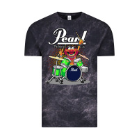 Cloud Black ANIMAL DRUMMER PEARL DRUMS Vintage Tee - FloraArt