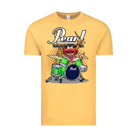 Vintage Mustard ANIMAL DRUMMER PEARL DRUMS Vintage Tee - FloraArt