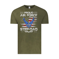 Vintage Olive proud air force step dad veteran vintage flag veterans day t shirt Vintage Tee - FloraArt