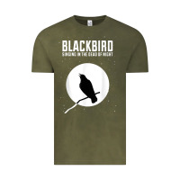 Vintage Olive blackbird singing in the dead of night t shirt Vintage Tee - FloraArt
