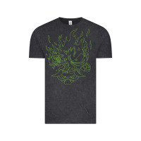 Vintage Black Cyberpunk samurai Neon Green Vintage Tee - FloraArt