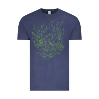 Vintage Denim Cyberpunk samurai Neon Green Vintage Tee - FloraArt