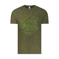 Vintage Olive Cyberpunk samurai Neon Green Vintage Tee - FloraArt