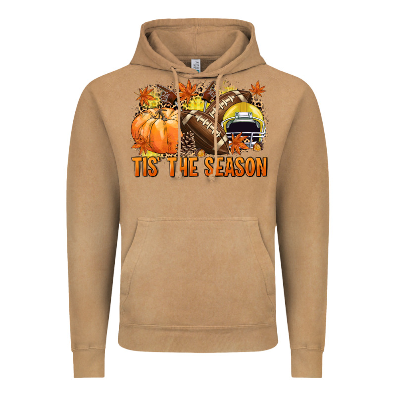 Tis' The Season Football Yellow Helmet Vintage Hoodie by NancyCooperArtShop | Teevron