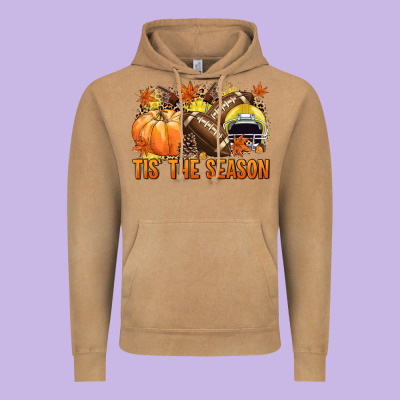 Tis' The Season Football Yellow Helmet Vintage Hoodie Designed By Nancycooperartshop