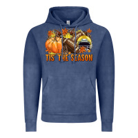Vintage Denim Tis' the season Football yellow helmet Vintage Hoodie - NancyCooperArtShop