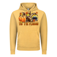 Vintage Mustard Tis' the season Football yellow helmet Vintage Hoodie - NancyCooperArtShop