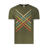 Vintage Olive retro vintage drummer tshirt 70s 80s distressed drum sticks long sleev Vintage Tee - FloraArt