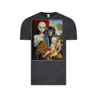 Vintage Black alien chimp baby religion conspiracy poster Vintage Tee - FloraArt