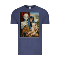 Vintage Denim alien chimp baby religion conspiracy poster Vintage Tee - FloraArt