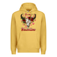Antique Gold be my valentine bull skull Premium Hoodie - RanaPortraitStore
