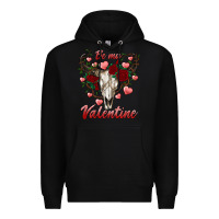 Black be my valentine bull skull Premium Hoodie - RanaPortraitStore