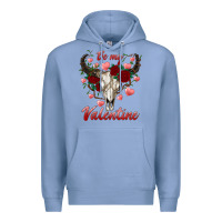 Colony Blue be my valentine bull skull Premium Hoodie - RanaPortraitStore