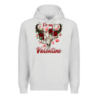 Dove Grey be my valentine bull skull Premium Hoodie - RanaPortraitStore