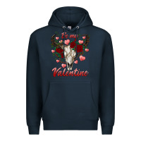 Navy be my valentine bull skull Premium Hoodie - RanaPortraitStore