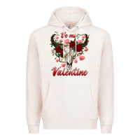 Pale Pink be my valentine bull skull Premium Hoodie - RanaPortraitStore