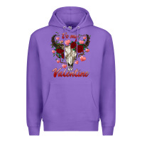 Purple be my valentine bull skull Premium Hoodie - RanaPortraitStore