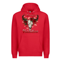 Red be my valentine bull skull Premium Hoodie - RanaPortraitStore