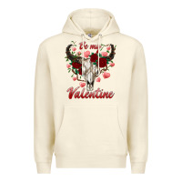 Sandshell be my valentine bull skull Premium Hoodie - RanaPortraitStore