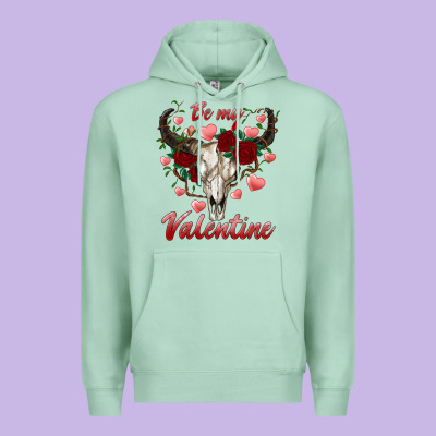 Be My Valentine Bull Skull Premium Hoodie Designed By Ranaportraitstore