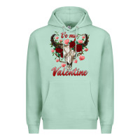 Seafoam be my valentine bull skull Premium Hoodie - RanaPortraitStore