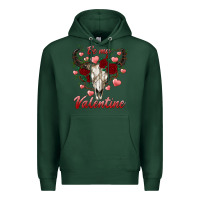 Sports Green be my valentine bull skull Premium Hoodie - RanaPortraitStore