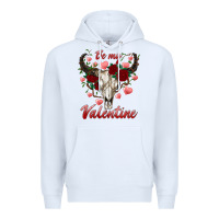 White be my valentine bull skull Premium Hoodie - RanaPortraitStore