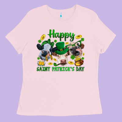 Happy Saint Patrick's Day With Clover Ladies Tee Designed By Bundleandbundleshop