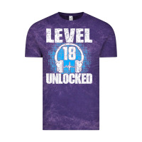 Cloud Purple Level 18 Unlocked Birthday 18 Years Gamer Premium T Shirt Vintage Tee - FloraArt