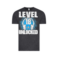 Vintage Black Level 18 Unlocked Birthday 18 Years Gamer Premium T Shirt Vintage Tee - FloraArt