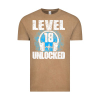 Vintage Coffee Level 18 Unlocked Birthday 18 Years Gamer Premium T Shirt Vintage Tee - FloraArt