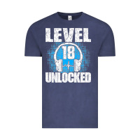 Vintage Denim Level 18 Unlocked Birthday 18 Years Gamer Premium T Shirt Vintage Tee - FloraArt