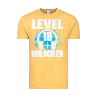 Vintage Mustard Level 18 Unlocked Birthday 18 Years Gamer Premium T Shirt Vintage Tee - FloraArt