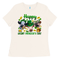 Bone Happy Saint Patrick'S Day With Clover Ladies Tee - BundleAndBundleShop