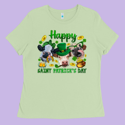 Happy Saint Patrick's Day With Clover Ladies Tee Designed By Bundleandbundleshop