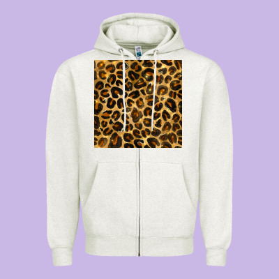 Leopard Seamless Pattern Zipper Hoodie Designed By Bundleandbundleshop
