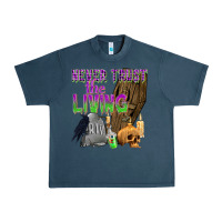 Midnight Navy Never Trust The Living Urban Heavy Tee - texasbilliewilder